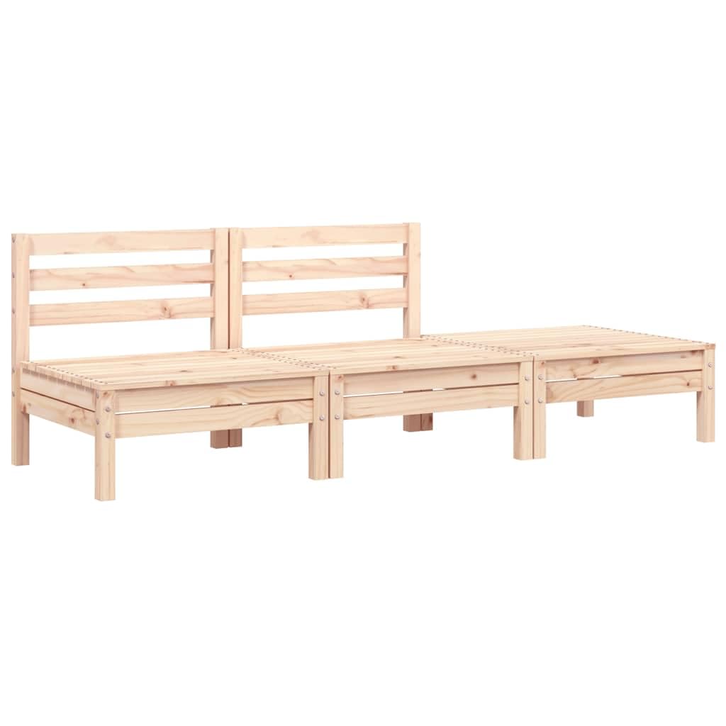 Divano da giardino in legno massello a 3 posti, in pino massiccio, per esterni, con design a doghe e schienale, per terrazze, cortile, durevole, stabile e modulare