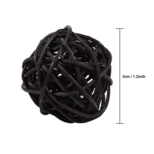 20Pcs Decorative Rattan Balls Wicker Balls Decorative Bowl Fillers Ornaments Wedding Christmas Birthday Party Decorations (Black)