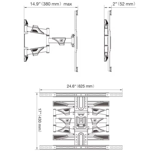 Image of 50 60 65 70 Inch TV Wall Mount Bracket Stand, Swivel & Tilt with 380 mm Extension 45.5 KGS Load Capacity