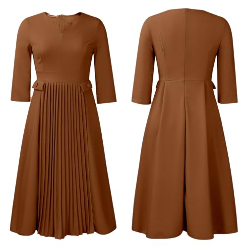 Image of Wear to Work Midi Dress for Women Business Casual A-line Dress Elegance Church Outfits