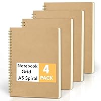 JSQJ Notizbuch A5 Kariert, 4er-Pack Notizheft, 160 Seiten Spiral Notizblock für Schule, Uni, Büro