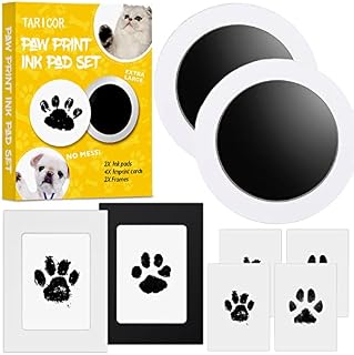Taricor Pet Paw Print Kit, Baby Hand and Footprint Kit, Paw Print Kit for Dogs Cats, 2Pcs Inkless Pawprint Stamp Pads with 2 Photo Frames 4 Imprint Cards, Ink Pads for Dog Paws Pawprint Keepsake Kit