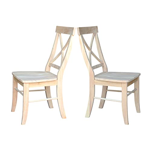 International Concepts X-Back Dining Chairs, Crossback, Solid Parawood, Unfinished (Set of 2) by IC INTERNATIONAL CONCEPTS - Image 5