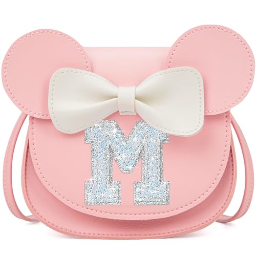 OYLOLA Birthday Gifts for 2 3 4 5 6 7 8 Year Old Girl Toddler Purse Initial Girls Purse Kids Purses Toddler Girl Gifts Pink M
