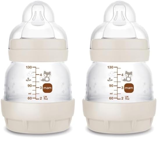 MAM Easy Start Anti-Colic Flasche 0 Monate extra langsamer Durchfluss (130 ml) Sand – Flasche zur Reduzierung von Koliken und Beschwerden des Babys – Babyflasche zum Stillen geeignet (Packung mit 2)