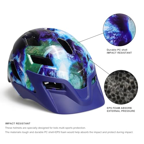 Image of Kids Helmet, Exclusky Kids Bike Helmet Adjustable Safety Lightweight Children Bicycle Helmet for Kids Skating Cycling Scooter Boys and Girls Bicycle Helmets Ages 5-8-14
