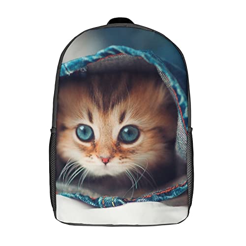 Sac à dos scolaire chat 17 pouces imprimé 3D pour la rentrée des classes