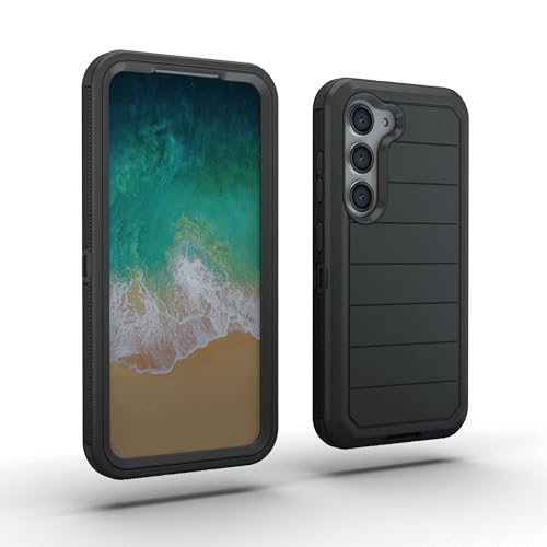 Image of KLD Rugged Armor Back Cover Compatible for Samsung Galaxy S23 Case Hard PC + Soft TPU with Bumper Complete Protection Mobile Pouch - Black