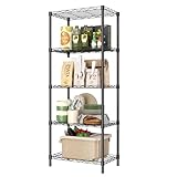 HOMEFORT 5-Tier Wire Shelving 5 Shelves Unit Metal Storage Rack Durable Organizer Perfect for Pantry Closet Kitchen Laundry Organization in Black, 16.5' W x 11.4' D x 47' H