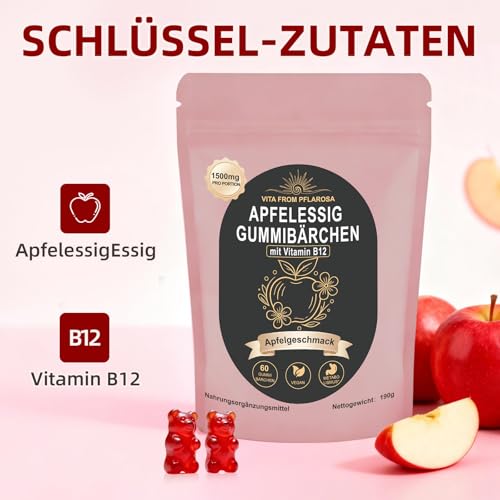 Apfelessig Gummies für Frauen – Feminine Balance Gummies mit Vitamin B12 & Vaginal Probiotics – Unterstützt Energie… – Ansicht 3