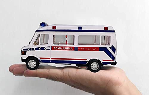 Image of Amisha Gift Gallery Ambulance Vehicle Car, White, Pack of 1 | Non Toxic Plastic, Pull Back Action, Soft Edges, 15 CM Length, 100 Gram