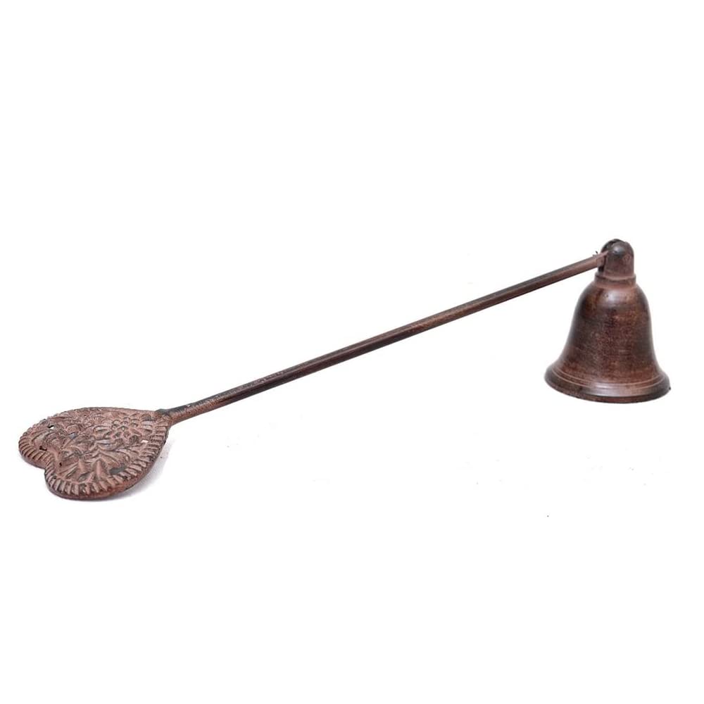 Dibor Brown Antique Candle Snuffer Ornate Love Heart Scrolled Recycled Iron Candle Extinguisher Gift Idea For Fathers Day - L27cm