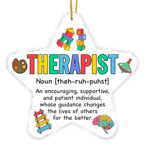 Therapist Gifts, Thank You Gifts for Therapist Physical Therapist Occupational Therapist Birthday Christmas, Therapist Definition Star Shaped Acrylic Ornament Keepsake