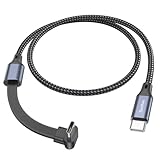 ZeniKon 90 Degree USB C Cable 1FT, Right Angle USB C Cable Flat (60W Fast Charging) Nylon Braided High-Speed Data Transfer Compatible with iPhone 17/16/15 Series, Galaxy, iPad Pro/Air, MacBook