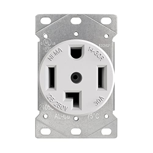Aida 30 Amp 3 Pole, 4 Wire 125/250 Volts 14-30R Grounding Heavy Duty Flush Mount Range Outlet Dryer Receptacle, Ul Listed, Pack Of 1, Black, 030646 #TOP29