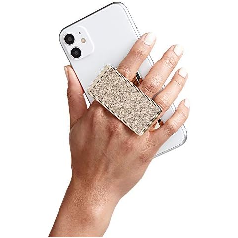 HANDL New York Champagne Glitter HANDLstick Silver Glitter Grip and Stand for Smartphone Cover