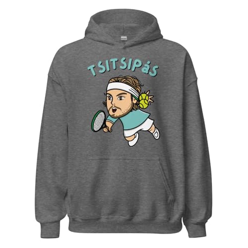 Sweat à capuche tennis Tsitsipas graphite heather en taille L