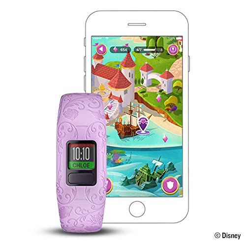Garmin vivofit jr. 2 digitale, wasserdichte Action Watch im Disney Prinzessinnen Design f&uuml;r M&auml;dchen ab 4 Jahren, mit spannender Abenteuer-App, Schrittz&auml;hler, violett, Batterielaufzeit bis zu 1 Jahr