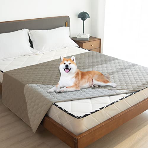 Image of gogobunny 100% Double Sided Waterproof Dog Blanket Soft Pet Bed Cover Reversible Protect Furniture Couch Sofa Car for Puppy Large Dog Cat (Dark Stone /Light Stone, 68x82 Inch (Pack of 1))