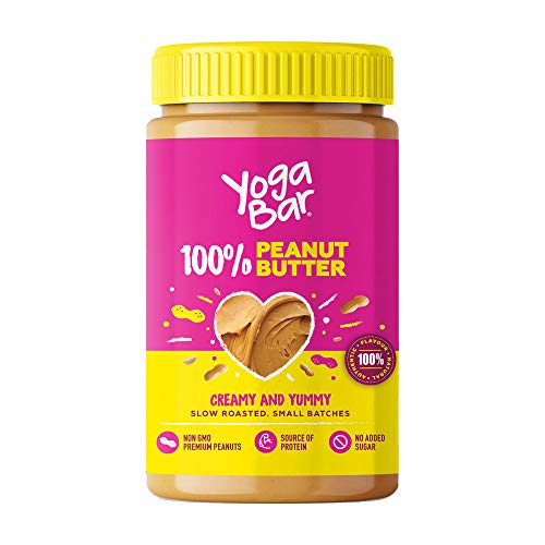 Image of Yogabar 100% Pure Peanut Butter | Creamy & Yummy Unsweetened | Slow Roasted | Non-GMO Premium Peanuts | No Added Sugar | Pack of 2 | 400gm Each