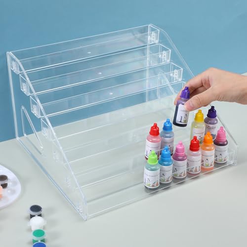 Image of 2 Pack Clear Acrylic Paints Organizer (7 Tier), Paints Bottle Organizer, Acrylic Paint Storage Organizers, Craft Paint Organizers Rack for Alcohol Inks and Food Coloring