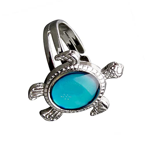 PULABO Stimmungsring, Schildkröte, Emotion-Gefühl, Farbwechselring, verstellbar, Weiß, Ring, Geschenk