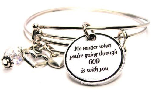 ChubbyChicoCharms No Matter What You're Going Through God Is with You Bangle Charm Bracelets
