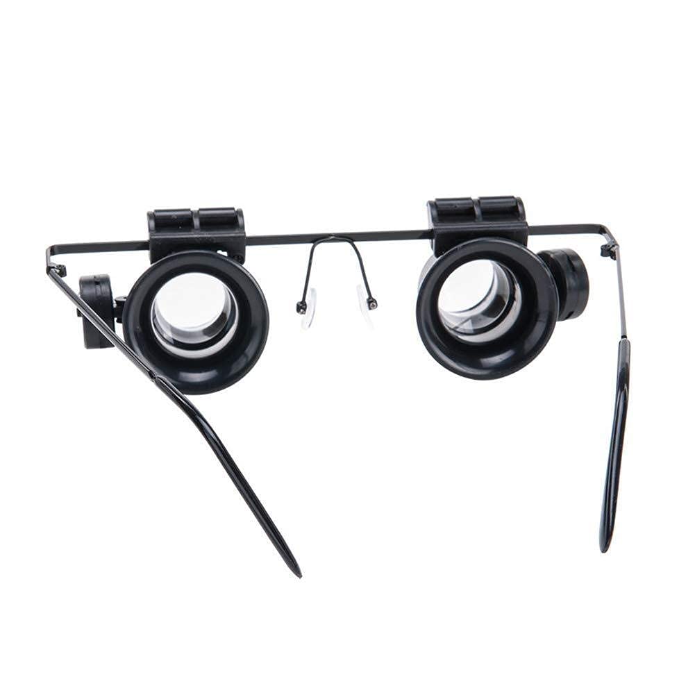 Lupa de Diadema 20X con 2 Luces LED, Lupa de Lectura Manos Libres montada en la Cabeza, joyero, Lupa de Reloj, reparación electrónica, Negro
