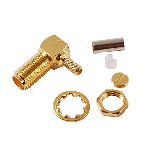 5pcs Rf Wire Coaxial Cable Terminal Copper Alloy Connector SMA Jack Right Angle Crimp for Rg174 Rg316 Lmr100 Ships from USA