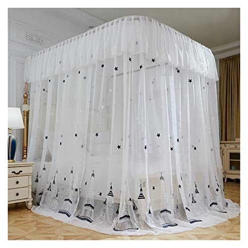 Dosel de cama de 6 pies con cortina de princesa gruesa y mosquitera de suelo estable 2