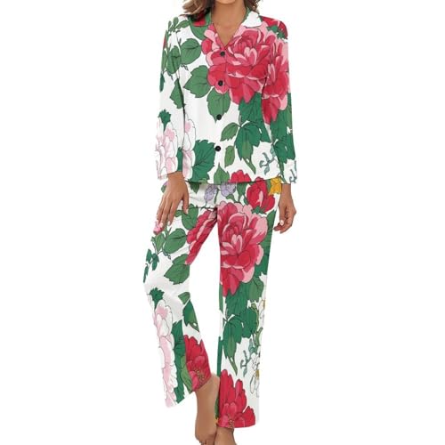 Pyjama femme en tissu doux haut de gamme avec des finitions peintes à la main