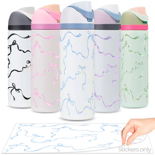 Kaitiaki Bows Stickers for Custom Owala Accessories - Cute Tumbler Decals, Fits 24oz Urban Outfitters Owala Bottles (Bubble Bliss Bow, Blue)