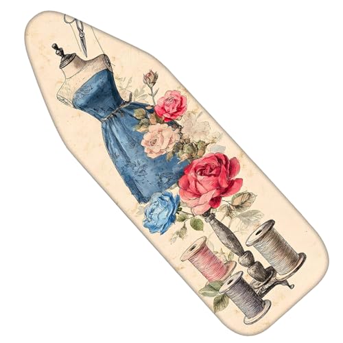 Image of Nuxovilar Vintage Sewing Floral Ironing Board Cover 15x54 Polyester | Iron Pad Scorch Guard laundry helper protective board shield home laundry room craft studio (Sewing Elements)