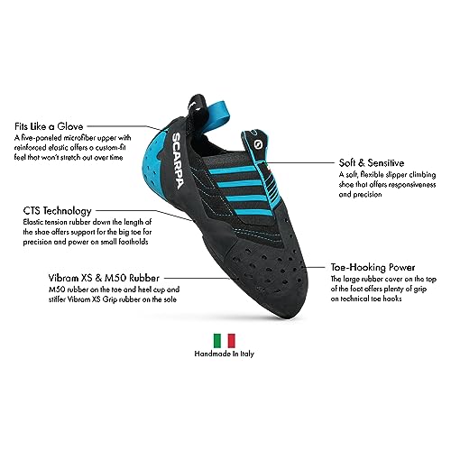SCARPA Instinct S Rock Climbing Shoes - Black/Azure - 9.5-10 by SCARPA - Used condition - Image 2