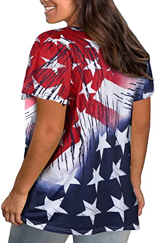 Alltb Plus Size American Flag Shirt Women 4Th Of July Tee Shirt Usa Stars Stripes T-Shirt Patriotic Summer Tunic Tops #TOP3