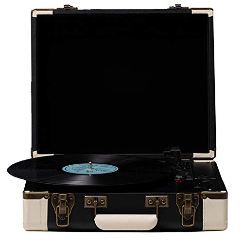 ROLTIN Giradischi in Vinile Giradischi per Valigia Bluetooth con Altoparlante USB CA Jack per Cuffie, fonografo Vintage con Trasmissione a Cinghia a 3 velocità
