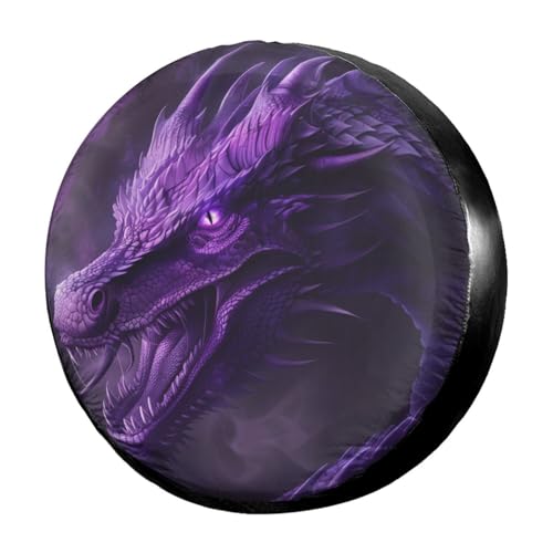 Image of Delerain Purple Dragon Monster Spare Tire Cover Wheel Protectors Sun Protector Waterproof for Trailer RV SUV Truck and Many Vehicle(16 Inch for Diameter 29 inch-31 inch)