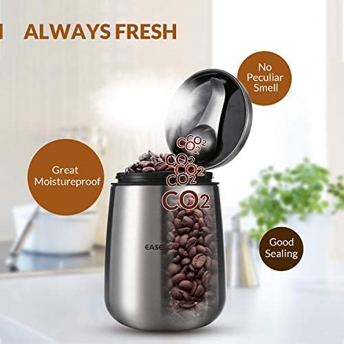 EASEHOLD Coffee Canister Airtight Container Stainless Steel Storage Jars for Tea Coffee Sugar with Bonus Scoop 18 oz