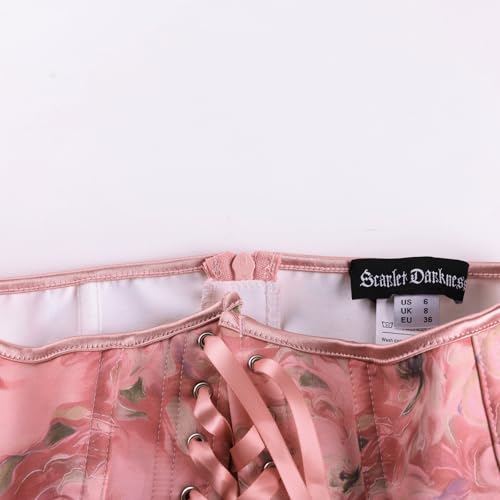 Image of Scarlet Darkness Corset Belt for Women Floral Lace Up Boned Underbust Corset Waist Belts