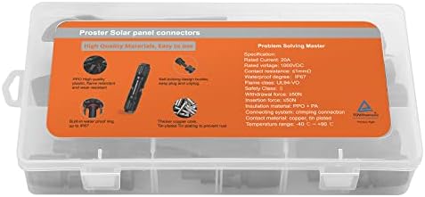 Proster Solar Connector Crimping Tools for 2.5/4.0/6.0mm² Solar Panel PV Cable + 20pcs Male Female Solar Panel Cable Connector + 1 Pair Solar Connector Assembly Tool Spanner Wrench Tool Kit