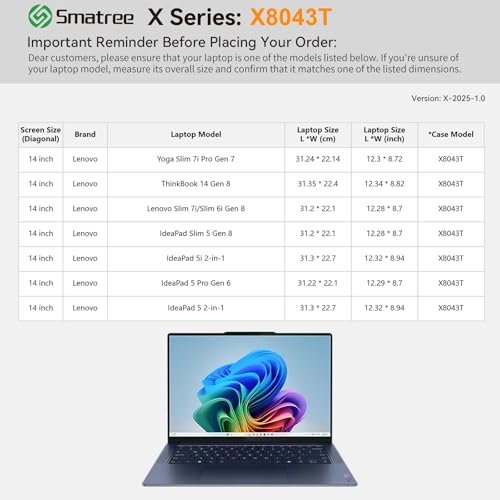 Image of Smatree Hard EVA Protective Sleeve Compatible for 14 inch Lenovo Slim 7i /7i Aura Edition, for IdeaPad Slim5 Gen8, IdeaPad5 Pro Gen 6, for Yoga Slim 7i /6i, Green (X8043TG)