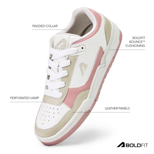 Image of Boldfit Sneakers for Women Comfortable Air Faux Leather Shoes for Woman, Lace-Up Casual Girls Shoe, Lightweight Sneaker Shoes for Woman DripWave