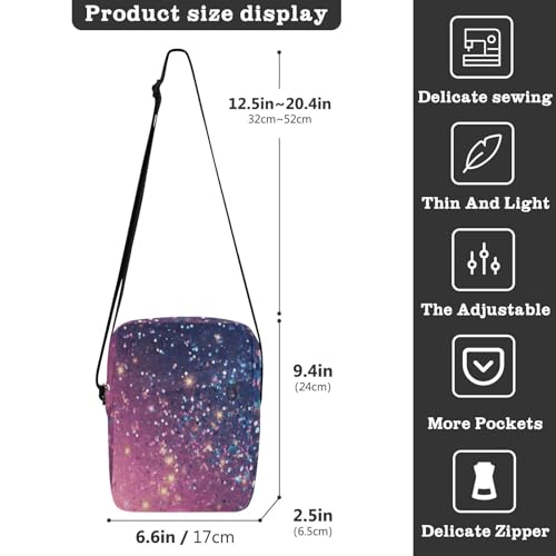 messenger bag cute mens shoulder bags crossbody Womens Cross Body Purse Bags Adjustable Strap for Shopping Shopping- Diamonds Crystals Gradient Glitter Decoration Sequins Purple3
