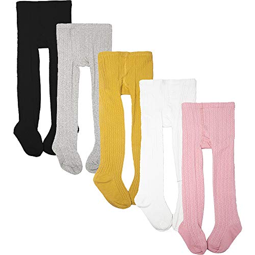 5 Pack Baby Girls Tights Cable Knit Leggings Seamless Cotton Stocking Pantyhose Toddler Infant Newborn 0-8T