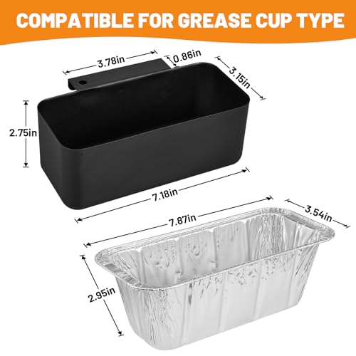 Image of 15-Pack Grease Cup Liners + Metal Griddle Grease Catcher Compatible with Blackstone Griddle, Aluminum Foil Drip Pan Grease Catcher Cup Liner for Blackstone Griddle 17, 22, 28, 36 Inch