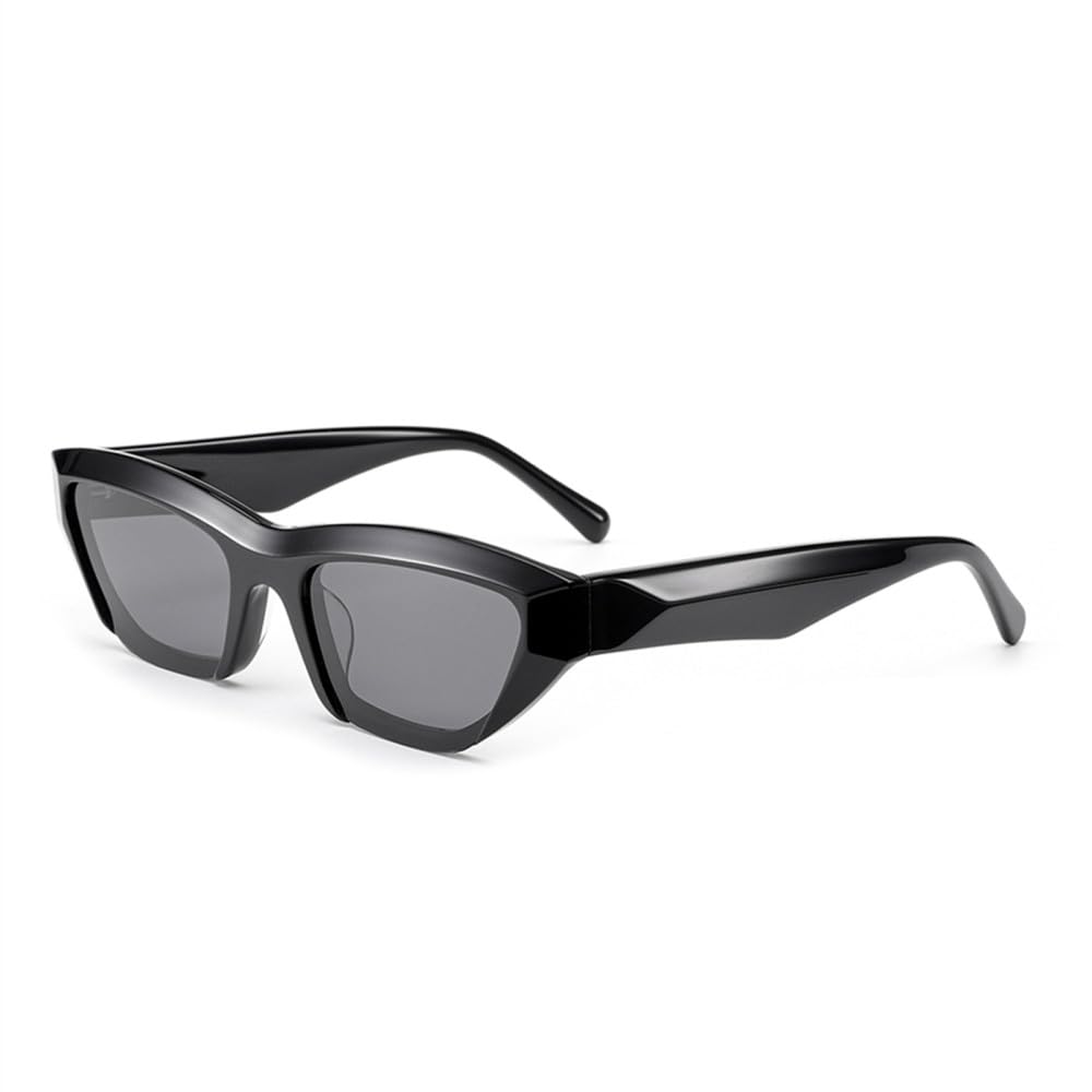 Abgeschrägter Acetat-Cat-Eye-Sonnenbrillen-Outfit für Damen, polarisierte Sonnenbrille für Herren, glänzendes Schwarz