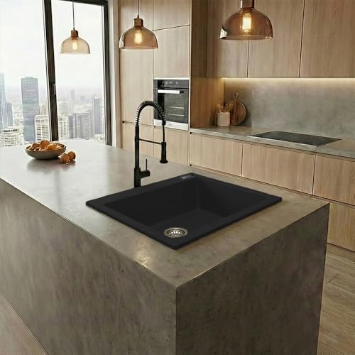 Image of JAYKO Quartz Acrylic Kitchen Sink for Modular Kitchen | Granite Finish, Scratch & Heat Resistant | Easy to Clean & Stylish Sink for Home (SI, 16x18in)