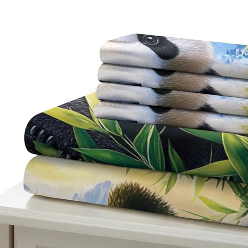 Linge de lit 3 pièces imprimé microfibre super douce Panda Family