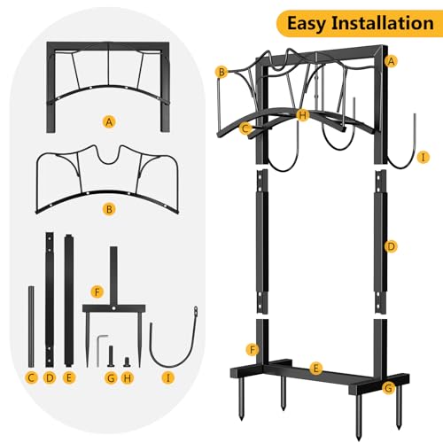 Garden Hose Holder Holds 2 x 150FT Hoses, Water Hose Holder with 4 Spikes, Rustproof Freestanding Hose Reel Storage for Outside Yard Lawn Farm, Black by DECLUTTR - Image 7