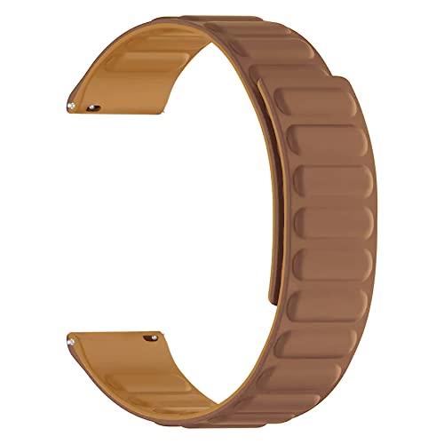 Image of ACM Watch Strap Magnetic Silicone Loop Compatible with Universal 22mm Size Replacement Strap Smartwatch Luxury Brown